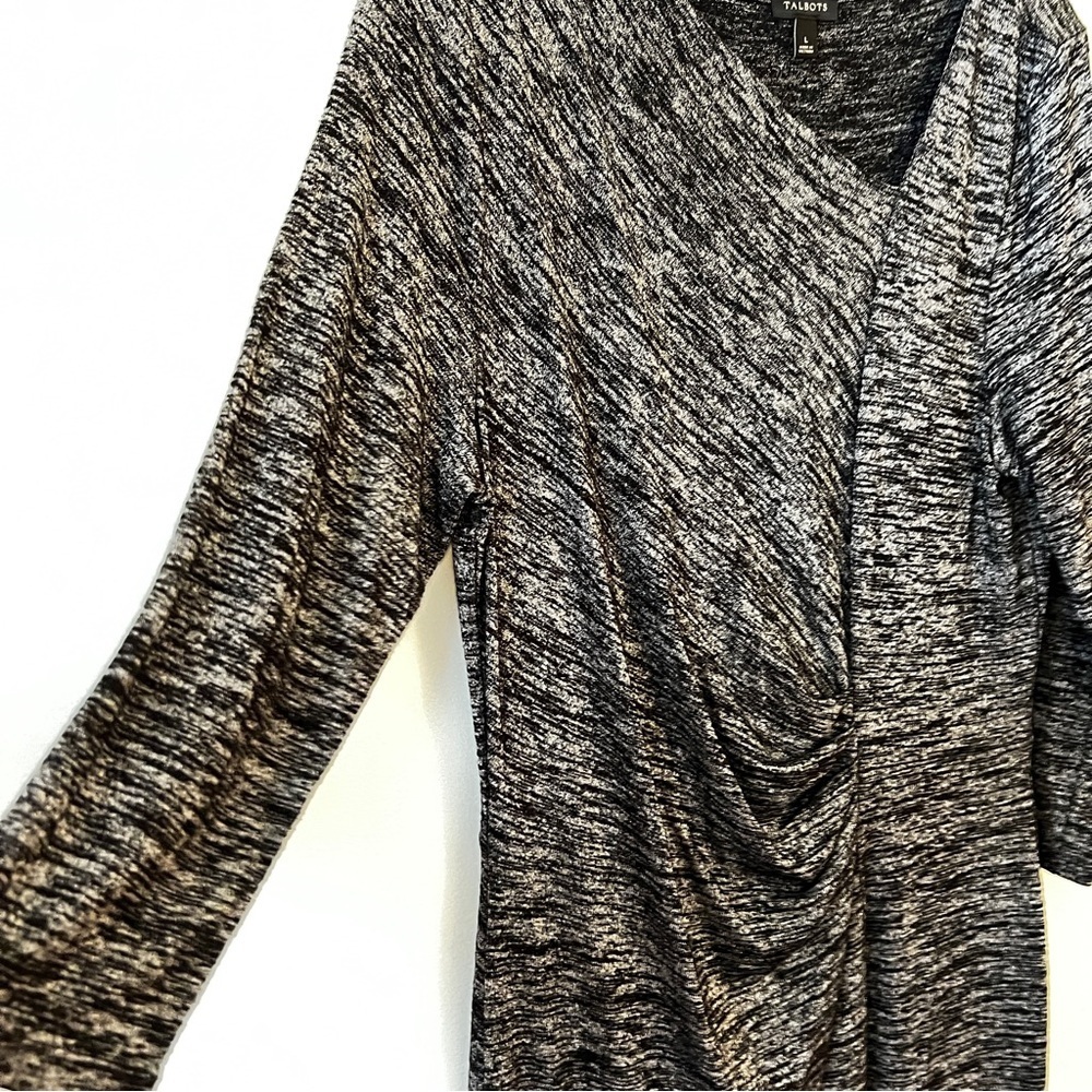 Talbots Gray and Black Sheath Dress with Asymmetrical Neckline - Picture 4 of 9